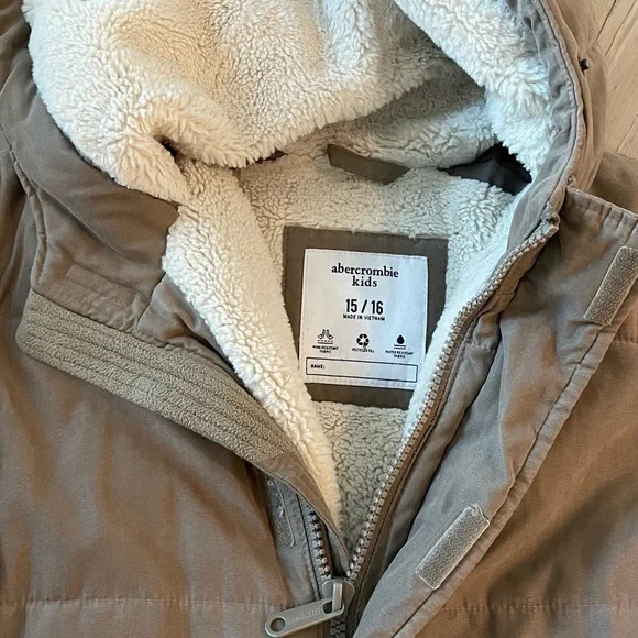 Abercrombie Tan Hooded Coat - Picture 2 of 6